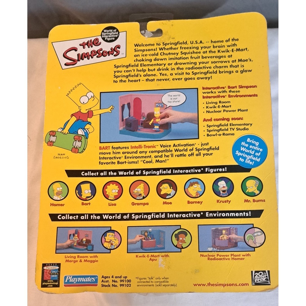 Vintage 2000 Playmates The Simpsons Bart Simpson Interactive Figure MOC Rare - Picture 3 of 5